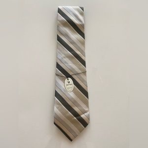 Bruno Piattelli Stripe Silk Tie - Brown/Beige